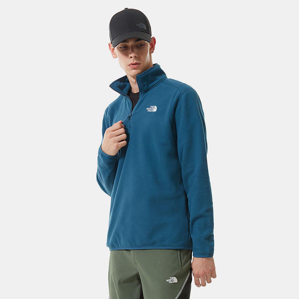 The North Face 100 Glacier Quarter-Zip Ανδρικα Fleece - Μπλε (YUTV32098)